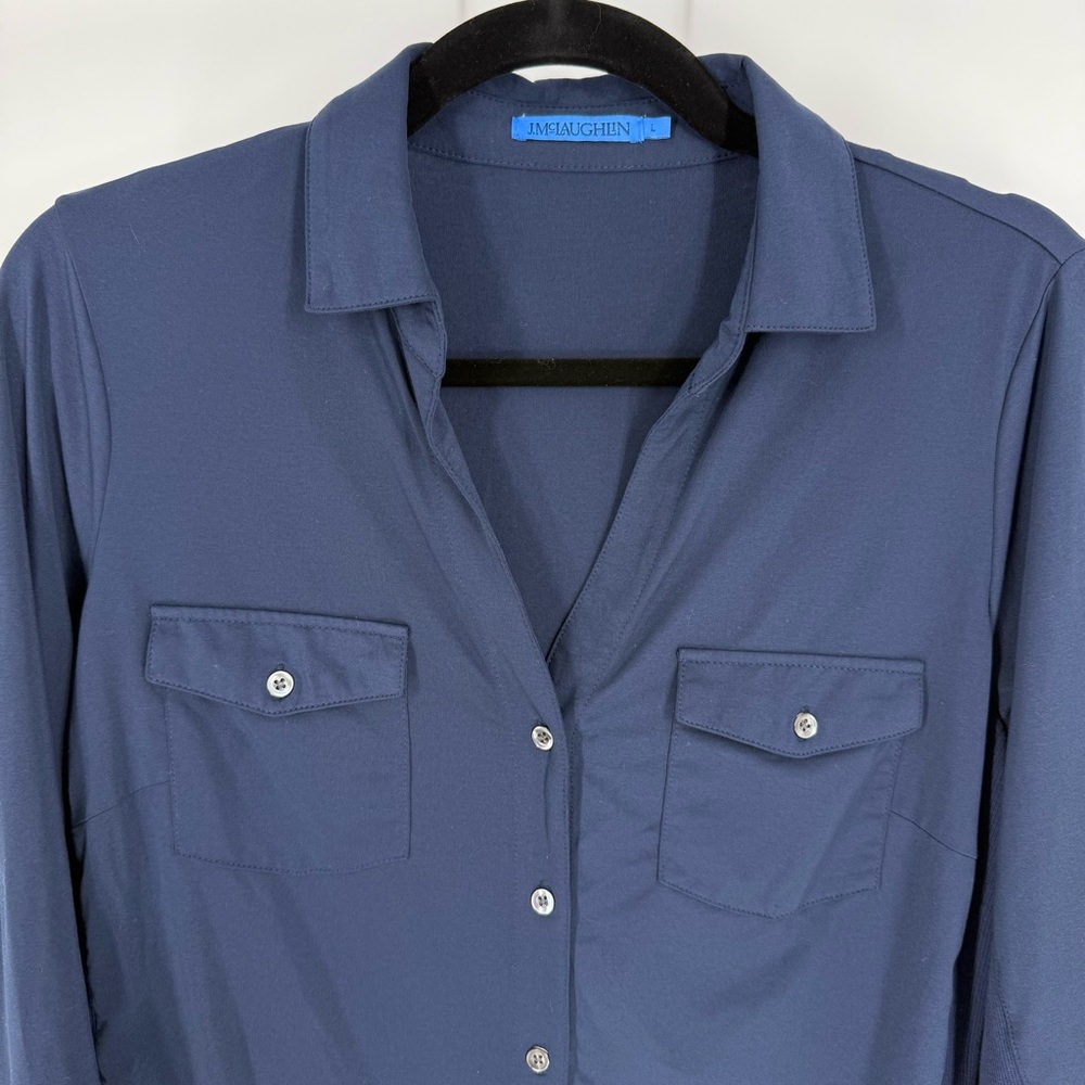 J Mclaughlin Button Front Blouse Long Sleeve Coll… - image 2